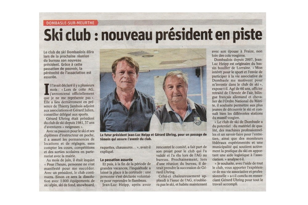 Reprise du Club le 26 septembre 2018